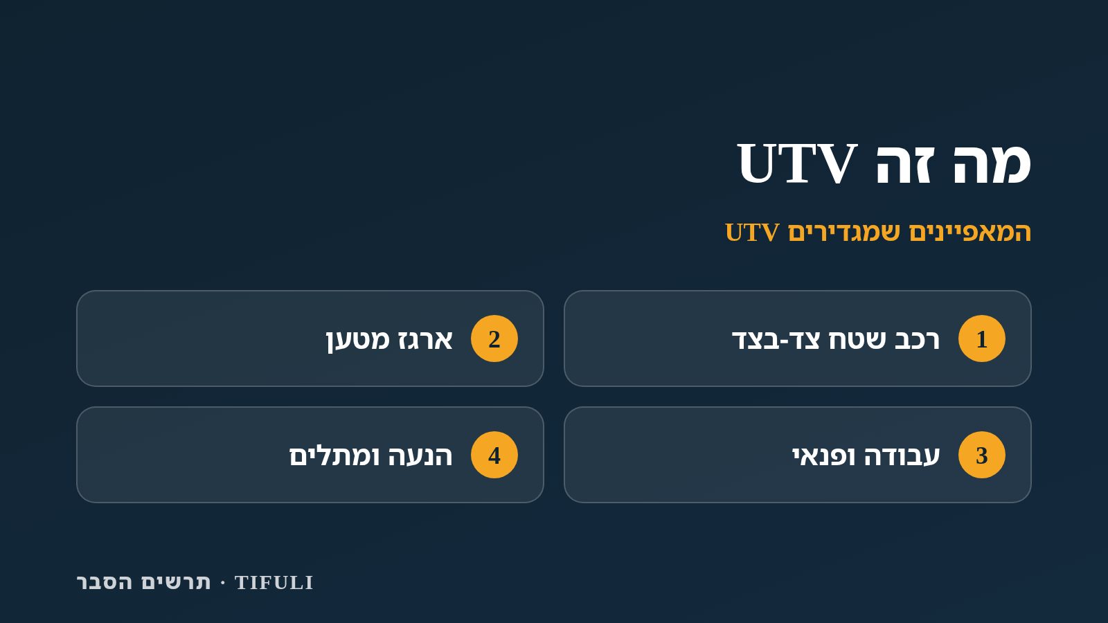 תרשים הסבר מקורי של TIFULI: מה זה UTV — המאפיינים שמגדירים UTV