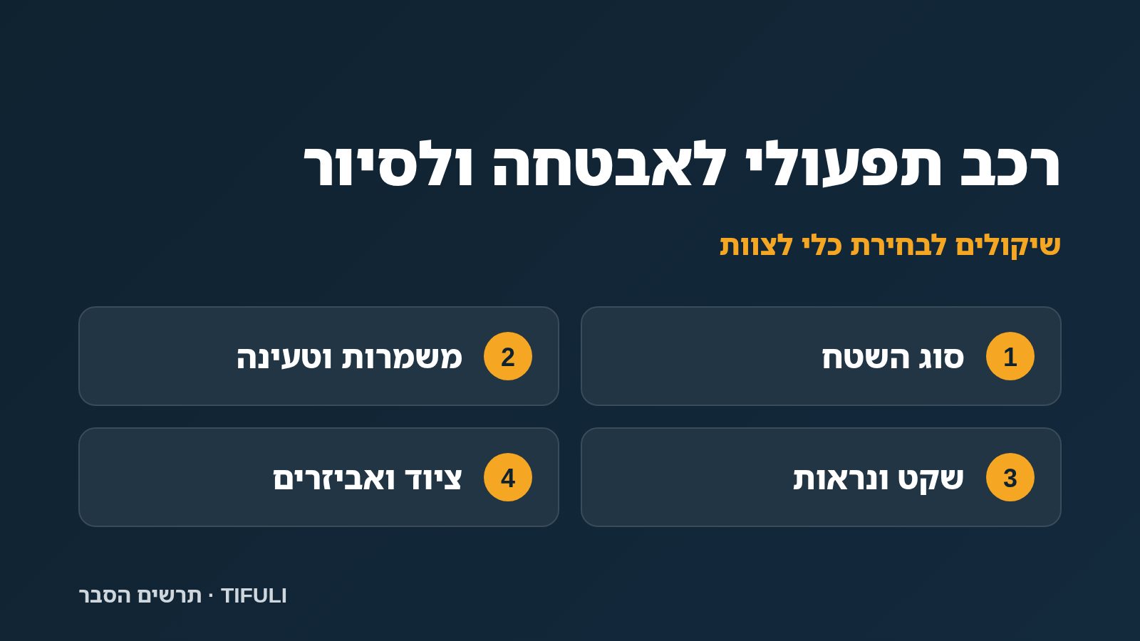 תרשים הסבר של TIFULI: רכב תפעולי לאבטחה ולסיור